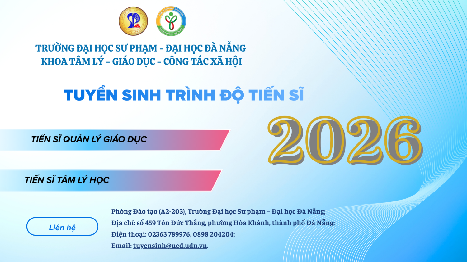 THÔNG BÁO TUYỂN SINH TRÌNH ĐỘ TIẾN SĨ NĂM 2026